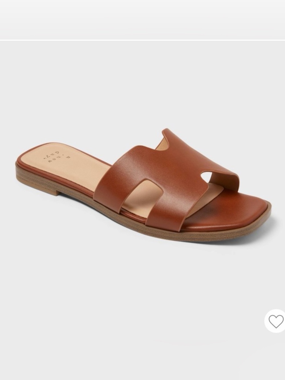 Leather Slide Sandal in Cognac Brown - Women